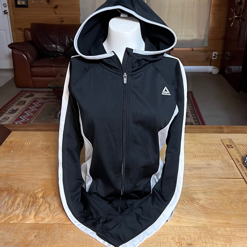 Reebok black, gray & white zip hoodie